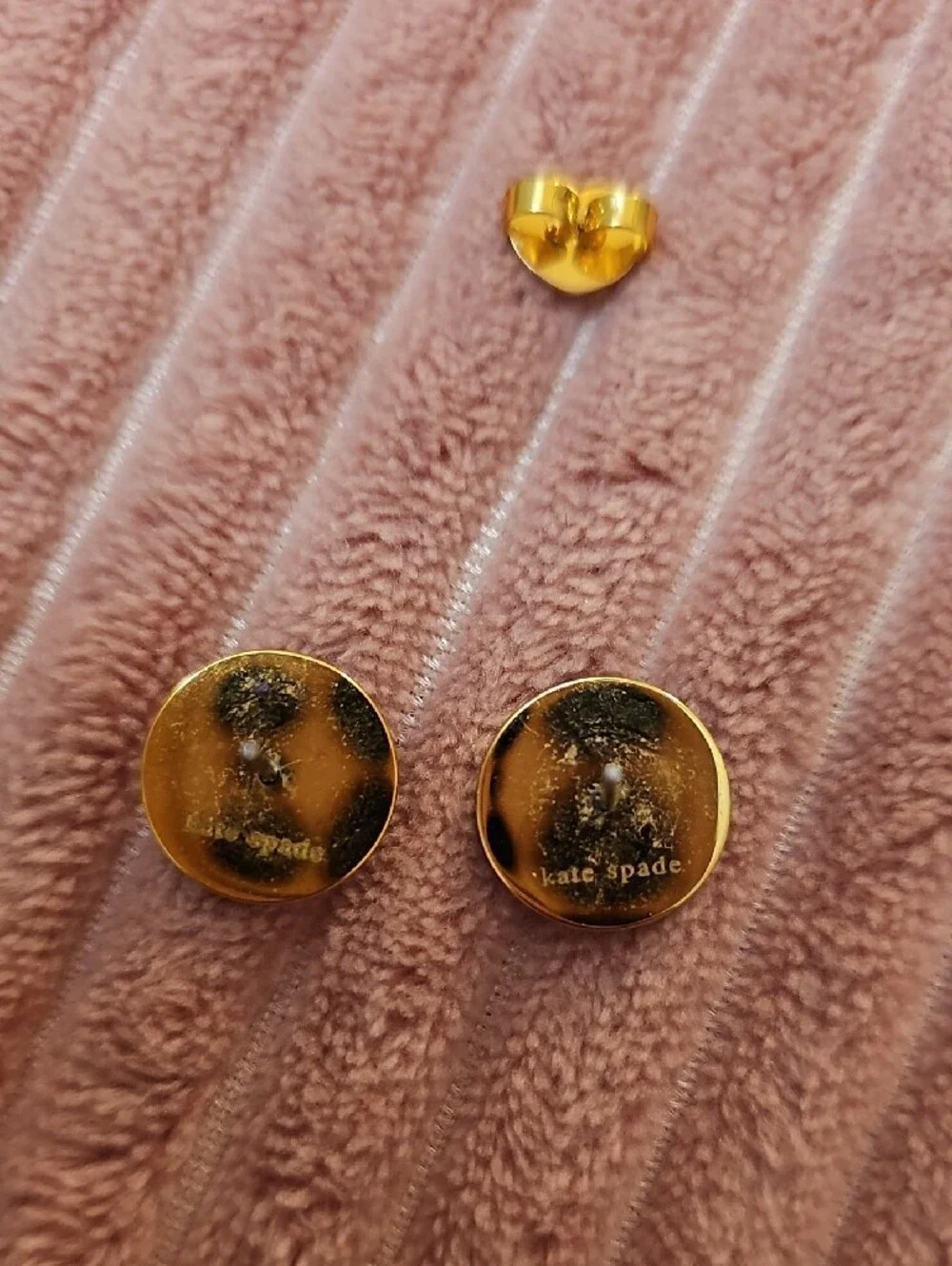 kate spade Black and Gold Floral Button Stud Earrings